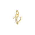 Elegante pendente a lettera V placcato in vero oro 18K con pietre di zircone lucido - Lettera V con Strass (DZ-425) / Oro