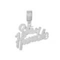 Stay Humble Eishalskette-Anhänger mit Zirkonia-Besatz für Hip-Hop-Style, Silber - Stay Humble Silber Stil (12)