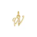 Ciondolo lettera W in rame placcato oro 18K con micro-pavé di cristalli luminosi - Lettera W con Strass (DZ-425) / Oro