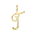 Elegante ciondolo a lettera T dorato con intarsio in zirconi cubici scintillanti. - Stile T