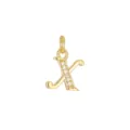 Elegante ciondolo lettera K in rame placcato oro 18 carati con inserti in zirconi cubici - Lettera X con Strass (DZ-425) / Oro