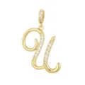 Ciondolo lettera U dorata di lusso con scintillanti pietre di zirconia bianca - Lettera U (Solo Ciondolo)