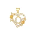 Eleganter 18K vergoldeter Herz Blumen Anhänger mit Buchstabe O und funkelndem CZ Besatz - Buchstabe O / Nur Anhänger (Ohne Kette) / Gold