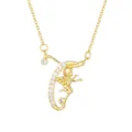 Luxury 18K gold plated angel alphabet pendant necklace with sparkling cubic zirconia stones - Letter T (ZXL-009) / Gold