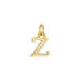 Ciondolo collana lettera Z in rame placcato oro 18K con eleganti pietre di zircone cubico - Lettera Z con Strass (DZ-425) / Oro