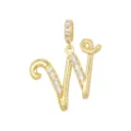 Elegante ciondolo lettera W placcato oro con brillanti pietre di zirconia cubica. - Lettera W (Solo Ciondolo)