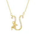 Elegant 18K gold plated necklace featuring a letter U and sparkling angel charm - Letter U (ZXL-009) / Gold