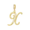 Elegante ciondolo lettera X placcato oro con scintillanti zirconi cubici - Lettera X (Solo Ciondolo)