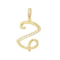 Elegante ciondolo lettera Z corsiva placcato oro con pietre di zirconia cubica brillanti - Lettera Z (Solo Ciondolo)