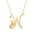 Elegant 18K gold plated copper angel initial W pendant necklace for women stylish jewelry - Letter W (ZXL-009) / Gold