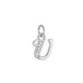 Ciondolo a forma di lettera U color argento con pietre trasparenti per collane - Lettera U (DZ-425) / Argento