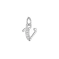 Ciondolo lettera V argentato con pietre in zirconia cubica brillanti - Lettera V (DZ-425) / Argento