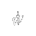 Elegante ciondolo con lettera 'W' argentata e accenti di diamanti scintillanti - Lettera W (DZ-425) / Argento