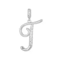 Elegante pendente a lettera J d'argento stilizzato con pavé di zirconi cubici scintillanti. - Lettera T