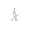 Pendente a forma di lettera X in argento scintillante con piccoli cristalli incastonati - Lettera X (DZ-425) / Argento