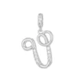 Elegante ciondolo lettera V corsivo in argento con pietre di zirconia cubica per collane - Lettera V