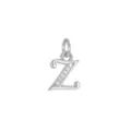 Elegante ciondolo a forma di lettera Z in argento con pietre di zircone scintillanti. - Lettera Z (DZ-425) / Argento