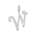 Ciondolo lettera W in argento con zirconi incastonati per gioielli minimal ed eleganti - Lettera W