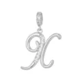 Elegante ciondolo a forma di lettera X in argento con zirconi scintillanti incastonati - Lettera X