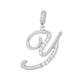 Ciondolo lettera Y color argento con brillanti pietre di zircone cubico trasparenti - Stile Y