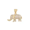 Macro view of a gold plated elephant pendant featuring intricate cubic zirconia inlay details - Gold White Zirconia Elephant (01) / Gold