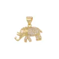 Detailed view of a gold-plated elephant pendant encrusted with sparkling cubic zirconia - Gold White Zirconia Elephant (04) / Gold
