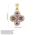 Detailansicht eines vergoldeten Kleeblatt-Anhängers mit lila Zirkonia-Steinen - Violettes Zirkonia Kleeblatt / Nur Anhänger (Keine Kette) / Gold