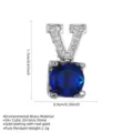 Größen- und Materialangaben für den blauen Zirkon-V-Anhänger mit Echtgold-Beschichtung - Blau