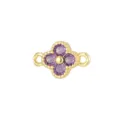 Close-up of a golden clover jewelry connector set with four purple zircon stones - Pendant Only (Without Chain) / Purple