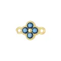 Close-up of gold clover jewelry connector with blue zircon and double loops - Pendant Only (Without Chain) / Aquamarine