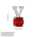 Gedetailleerd overzicht van V-vormige hanger met rode zirkonia en afmetingsspecificaties - Alleen Hanger (Zonder Ketting) / Rood