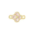Macro view of a gold clover charm with four pink zircons for DIY jewelry making. - Pendant Only (Without Chain) / White