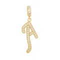 Detailed view of an 18K gold-plated initial A pendant with sparkling micro-pave zircons - Letter A (DZ-350) / Gold