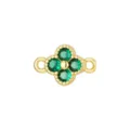 Close-up of a gold-plated clover pendant with green zircon stones and double loops - Pendant Only (Without Chain) / Emerald
