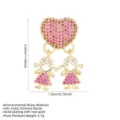 Close-up of gold plated brass heart pendant with girl figures and clear dimensions - Pendant Only (Without Chain) - Rose Red Two Girls (DZ-197) / 2.9x1.9cm / Rose Red