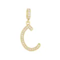 Close-up of a gold-plated letter C pendant with sparkling micro-set zircons - Letter C (DZ-350) / Gold