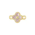 Detail of gold-plated clover jewelry connector with pink zirconia for DIY necklaces - Pendant Only (Without Chain) / Pale Purple