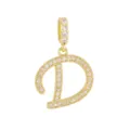 Sparkling 18K gold plated letter D pendant micro-paved with clear cubic zirconia stones. - Letter D (DZ-350) / Gold