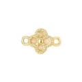 Detailed macro view of a gold-plated four-leaf clover charm with peach zircon stones. - Pendant Only (Without Chain) / Yellow