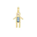 Dettaglio di un ciondolo a forma di robot placcato oro con zircone blu intarsiato - Solo Ciondolo Pietra Portafortuna di Settembre (Senza Catena)