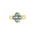 Detailed close-up of a four-leaf clover pendant with blue zircons and gold beaded edges. - Pendant Only (Without Chain) / Light Blue