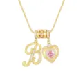 Close-up of 18k gold plated necklace with a sparkling heart and letter B zircon pendant - Letter B / 45+5cm / Gold