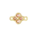 Close-up of a gold-plated four-leaf clover charm with pink cubic zirconia stones. - Pendant Only (Without Chain) / Champagne