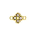 Detailed view of gold-plated four-leaf clover charm with dark zircons for DIY - Pendant Only (Without Chain) / Olive Green