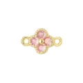 Detailed macro view of a gold-plated four-leaf clover charm set with four pink zircons - Pendant Only (Without Chain) / Pink