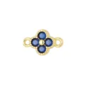 Macro detail of gold-plated four-leaf clover connector charm with blue zircon stones - Pendant Only (Without Chain) / Dark Blue