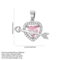 Pink heart-shaped pendant with Cupid's arrow and cubic zirconia in white gold finish - Pendant Only (Without Chain) / Silver