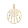 Close-up of gold eye pendant with micro-pave cubic zirconia and colorful rainbow stones - Gold Color (Pendant Only (Without Chain))