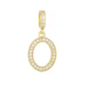 Vue détaillée du pendentif lettre O en cuivre plaqué or 18K avec zircons - Lettre O (DZ-350) / Or