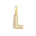 Nahaufnahme eines mit Zirkonia besetzten 18K vergoldeten Buchstabe-L-Anhängers - Buchstabe L Anhänger einzeln (ohne Kette) / Gold
